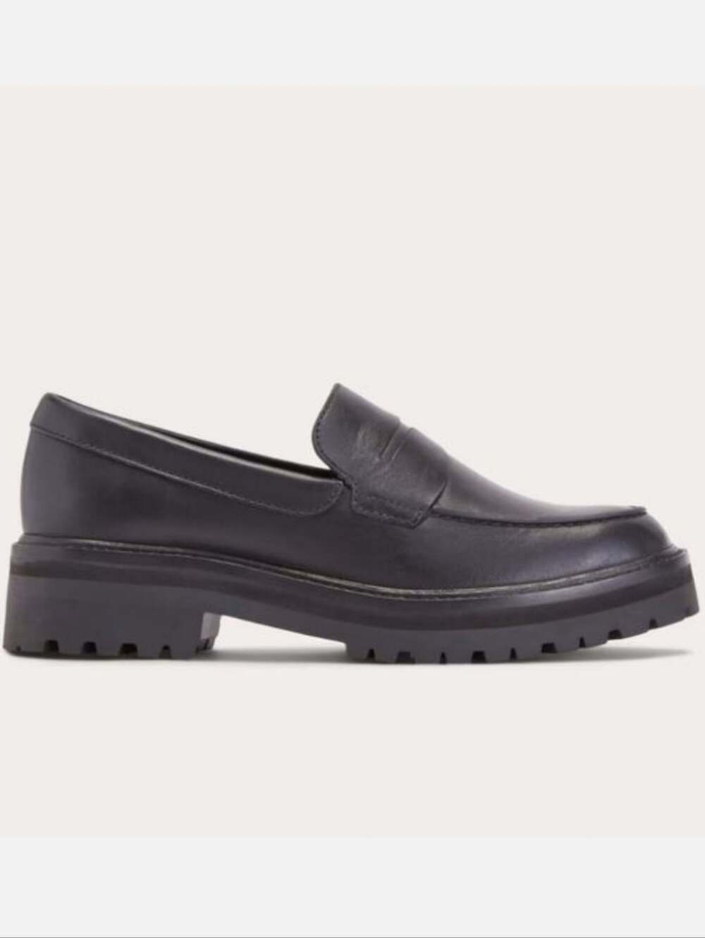 Everlane The Lug Loafer Black Leather Platform Chunky Penny Shoes Size 8.5